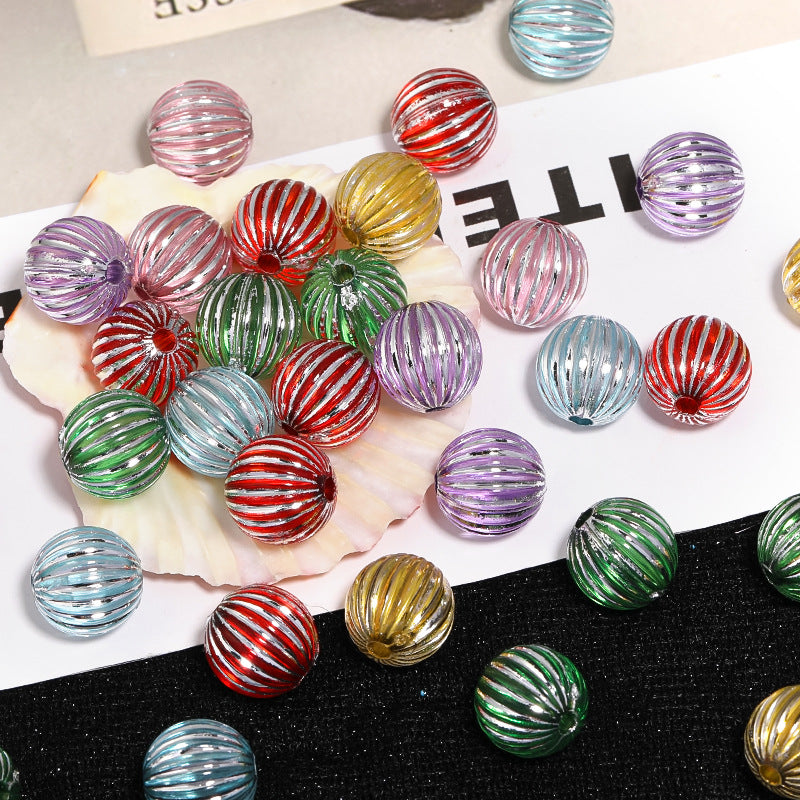 Wholesale A Pound  Acrylic Silver-plated Pumpkin Transparent Colored Lantern DIY Beads